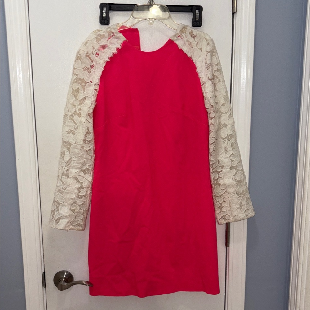 Christopher Kane Vibrant Pink Dress with Cream Lace